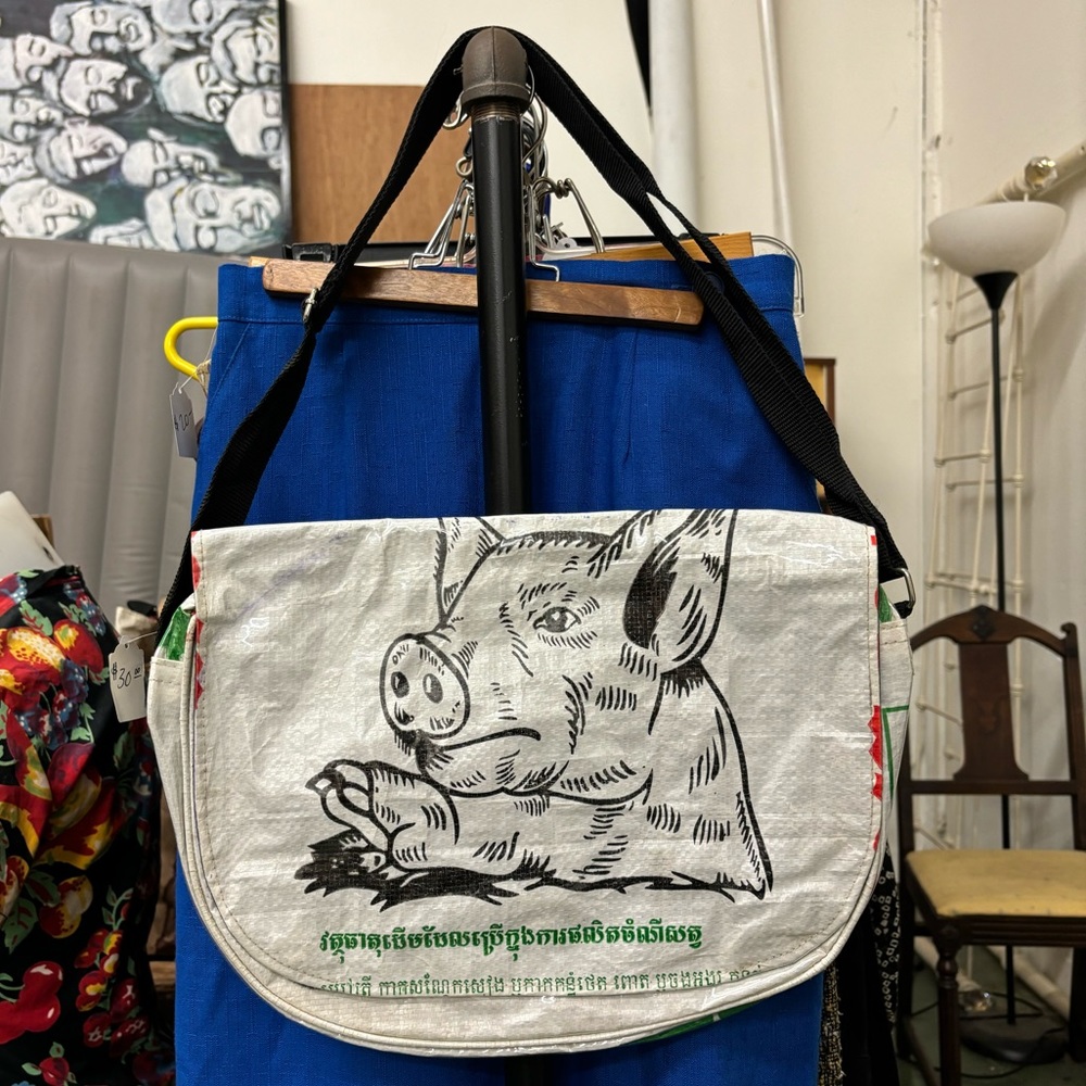 ANGKOR RECYCLED Pig Crossbody unused bag from Cambodia.